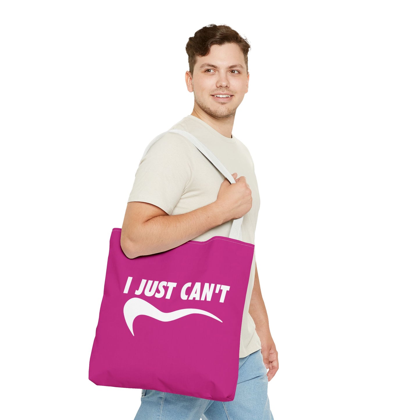 Fushia with white I just can't Tote Bag