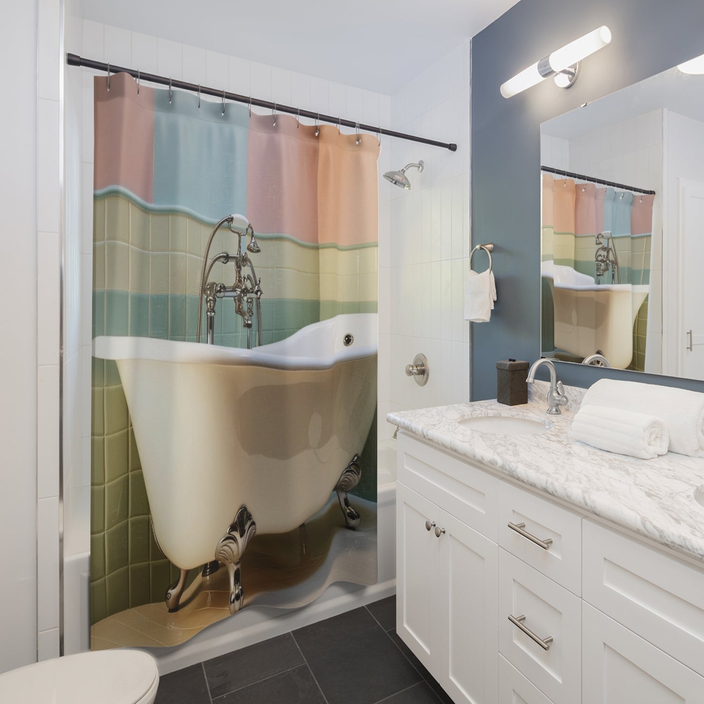 retro claw foot tub Shower Curtains