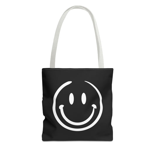 black with white smiley face Tote Bag