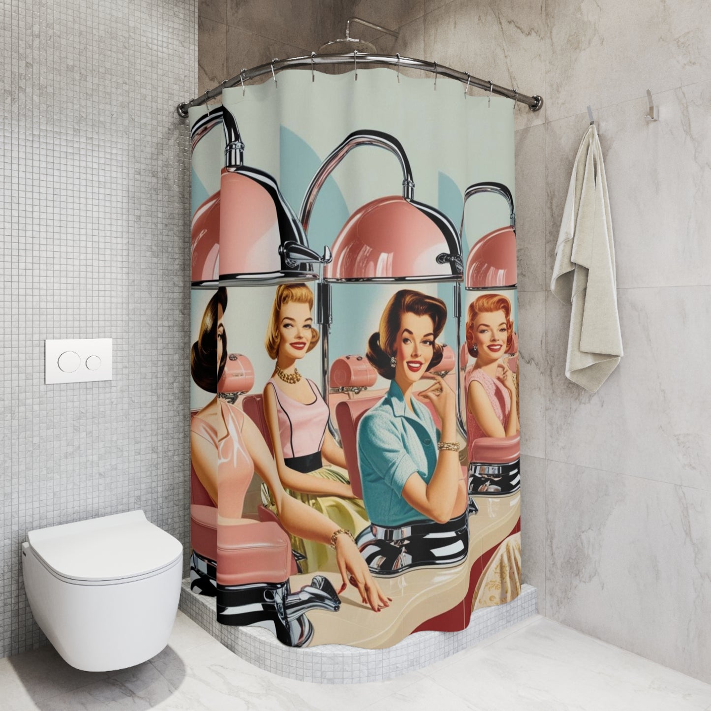 Retro beauty parlor  Shower Curtains
