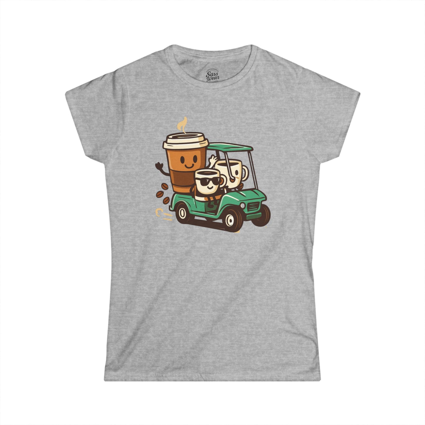 Coffee Cups in Golf Cart Women's Softstyle Tee