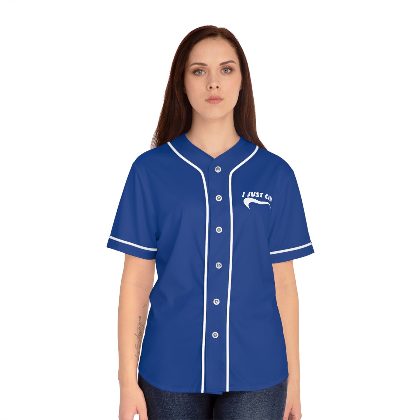 blue I just can't Women's Baseball Jersey