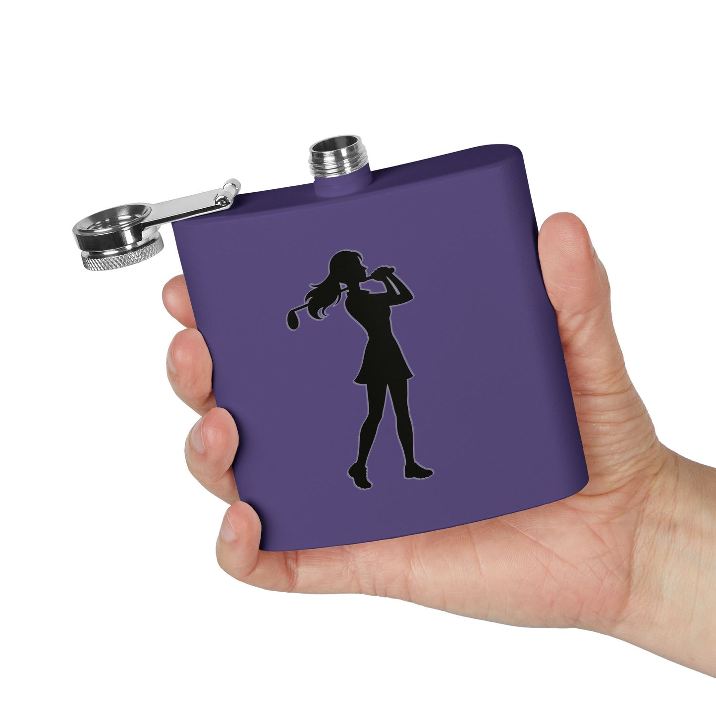 Golf Gal Silhoette Sleek Stainless Steel Flask