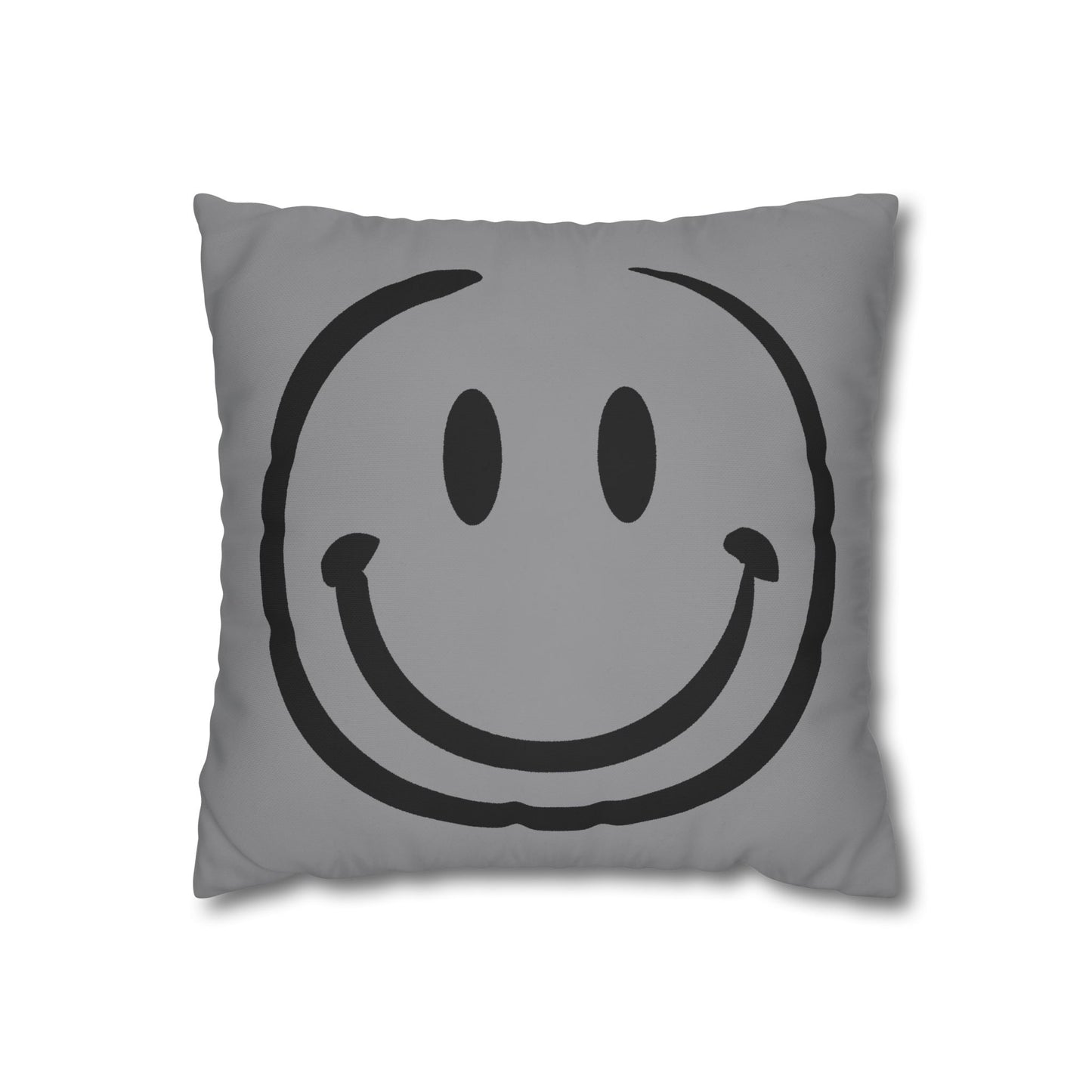 gray with black smiley face Canvas Pillow cover