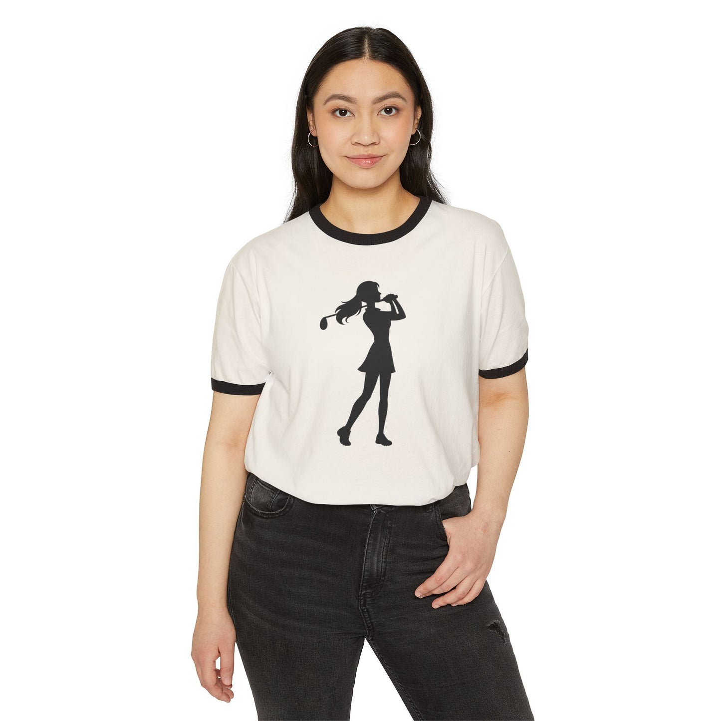 Golf Gal Silhouette cotton ringer tee