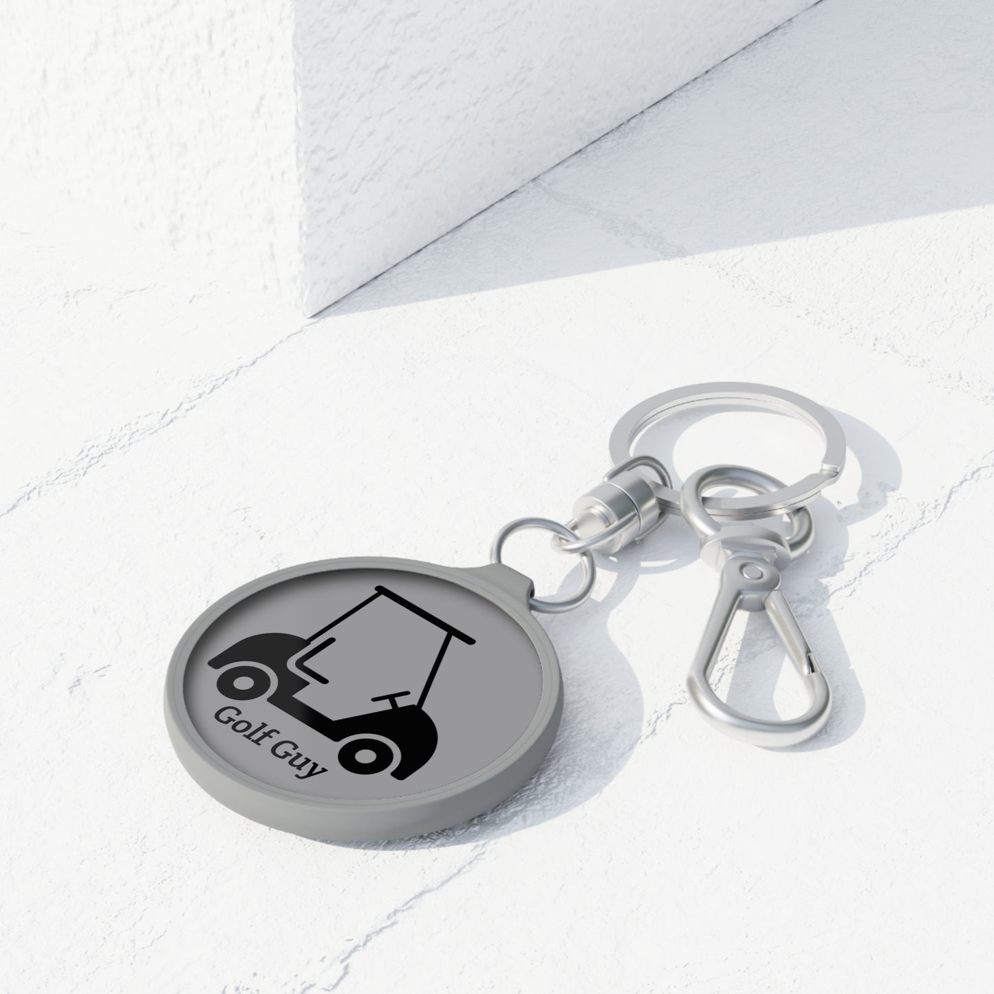 Grey Golf Golf Cart Guy Keyring Tag