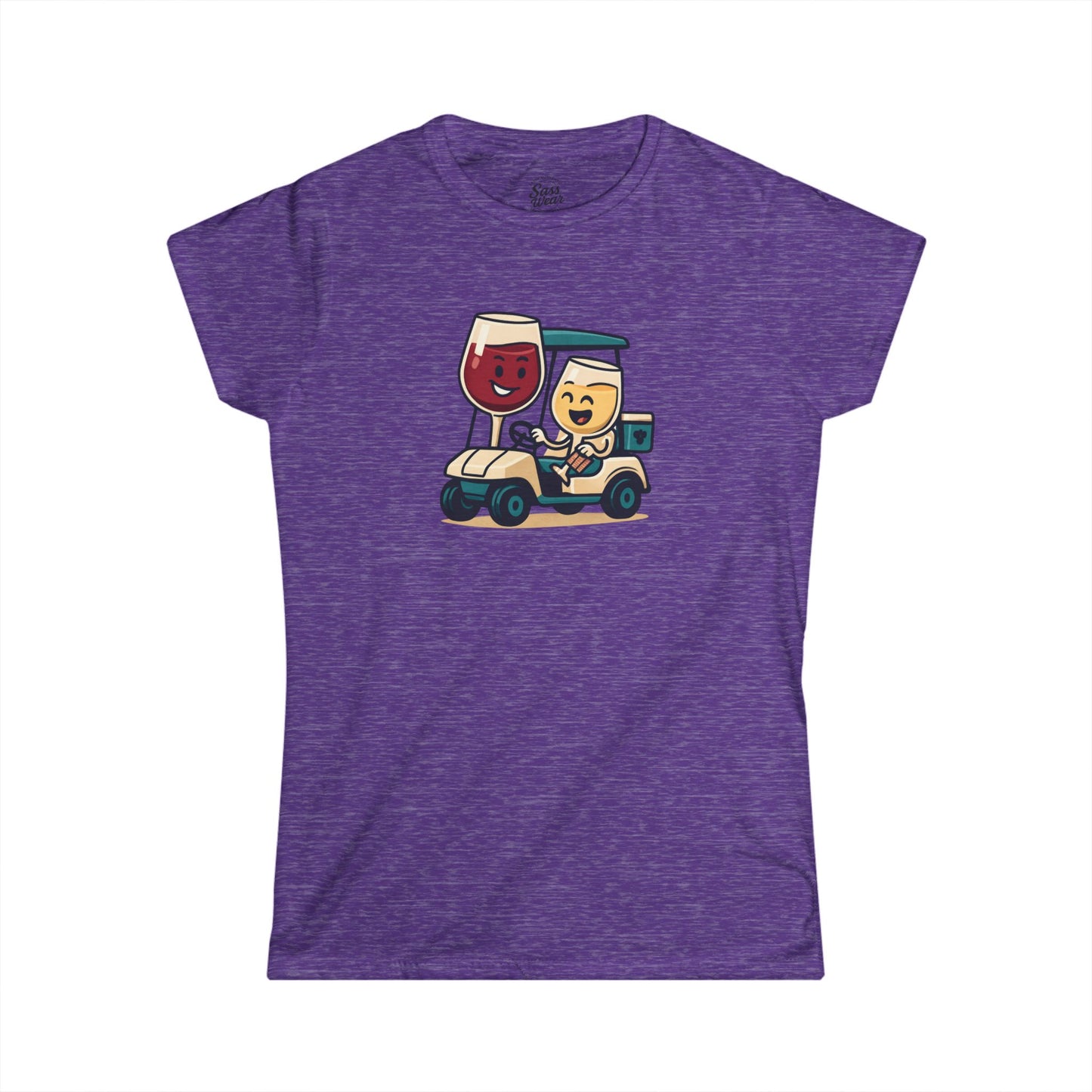 Wine and Golf Cart Women's Softstyle Tee Ruby
