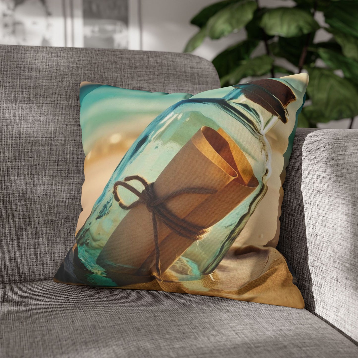 message in a bottle Canvas Pillow cover