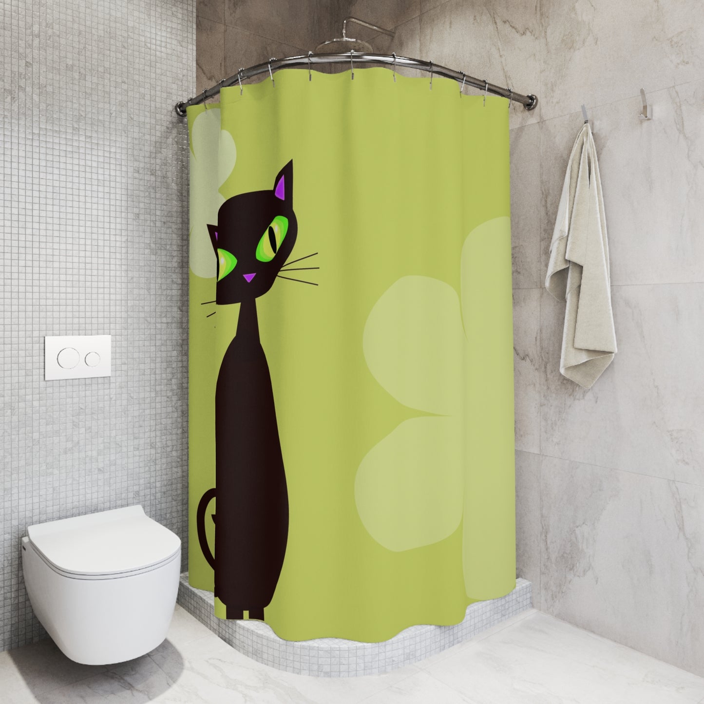retro black cat Shower Curtains