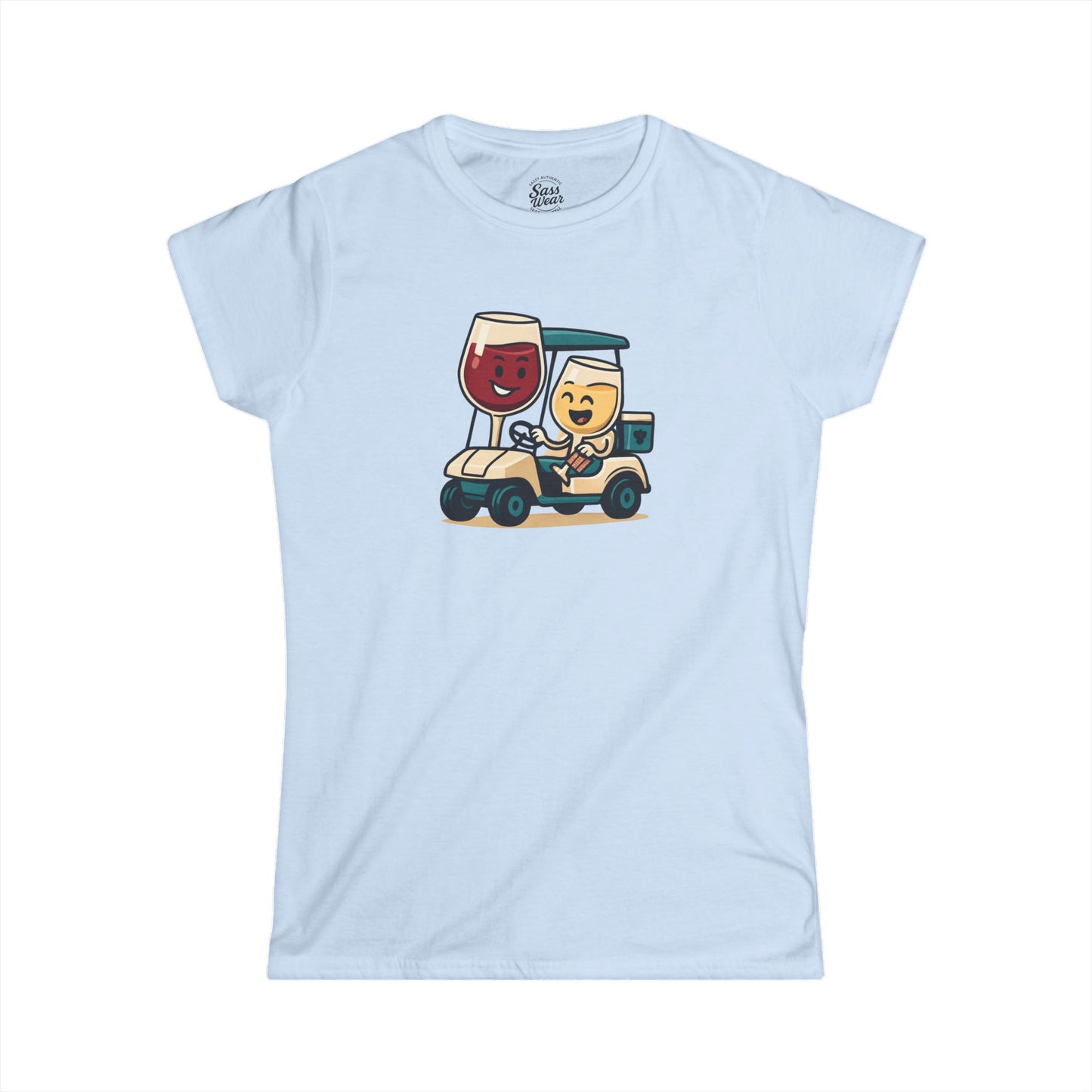 Wine and Golf Cart Women's Softstyle Tee Ruby