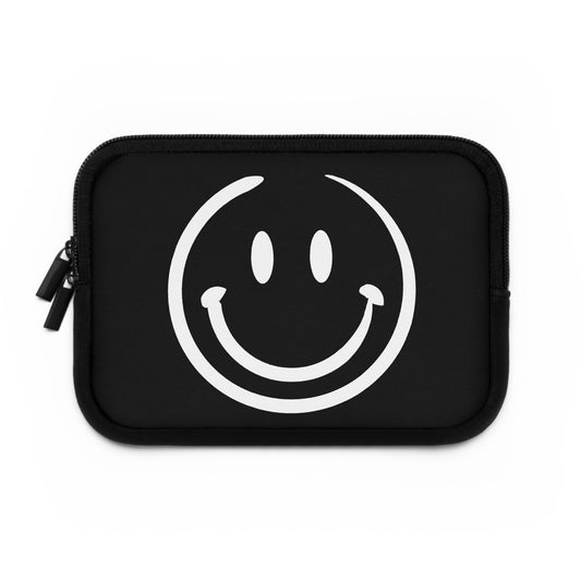 black with white smiley face Laptop Sleeve