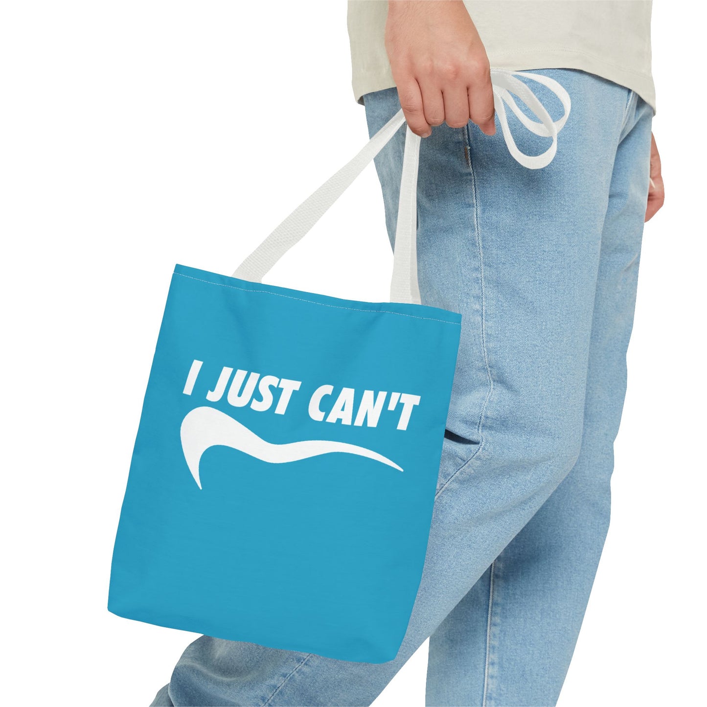 Turquiose with white I just can't Tote Bag