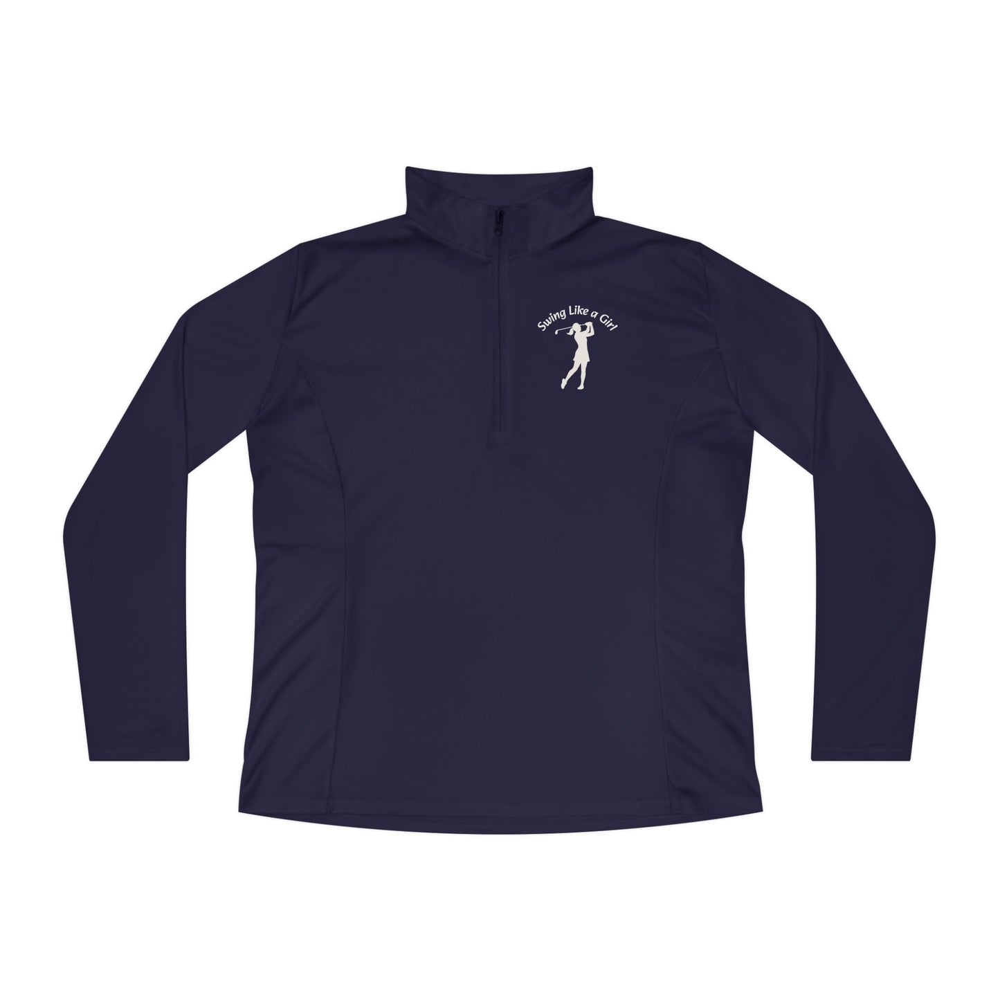 Swing Like A Girl Silhouette Ladies Quarter-Zip Pullover