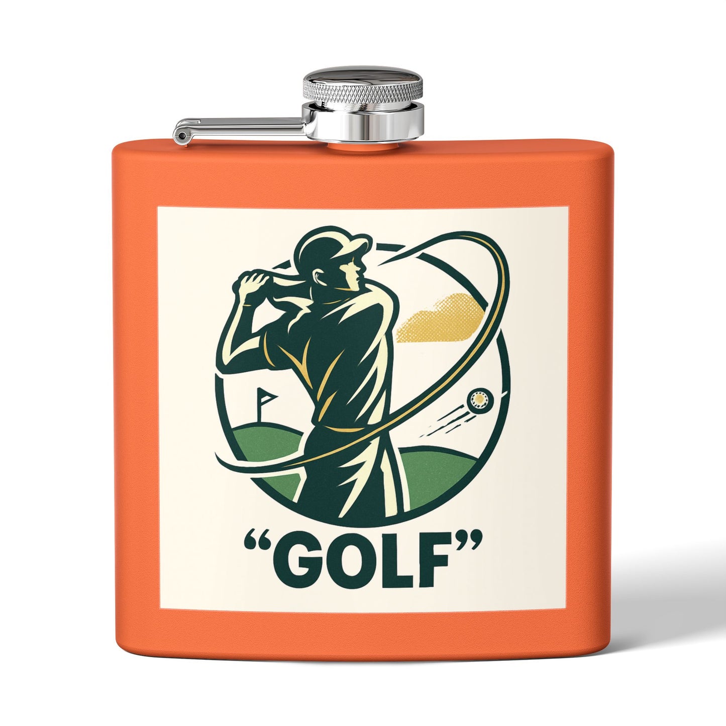 Guy Golf Swing Sleek Stainless Steel Flask