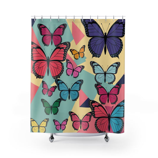 retro butterflies  Shower Curtains