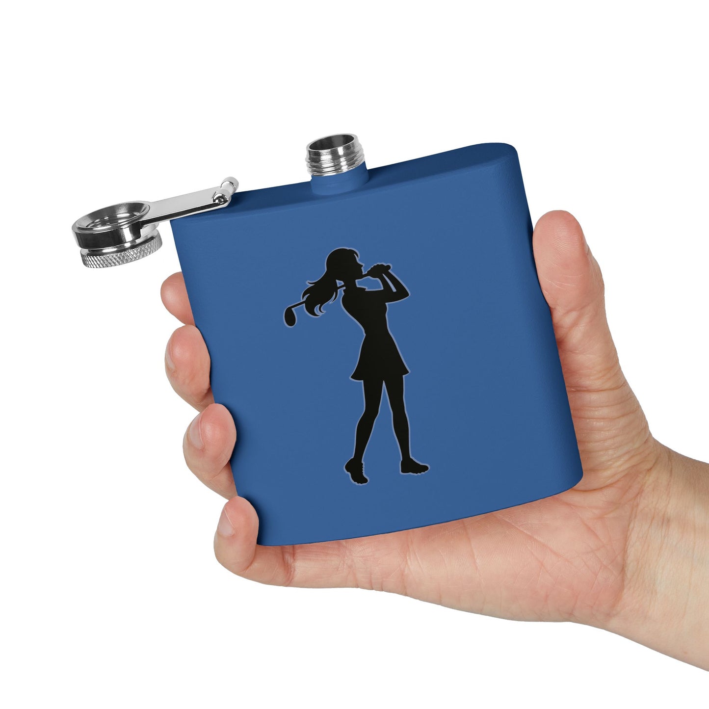 Golf Gal Silhoette Sleek Stainless Steel Flask