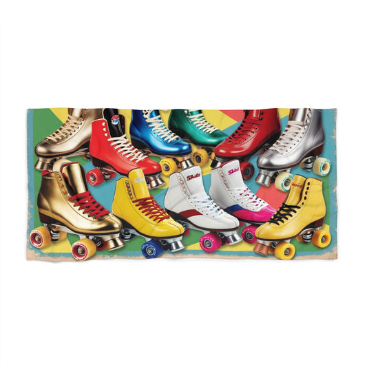 retro roller skates Beach Towel