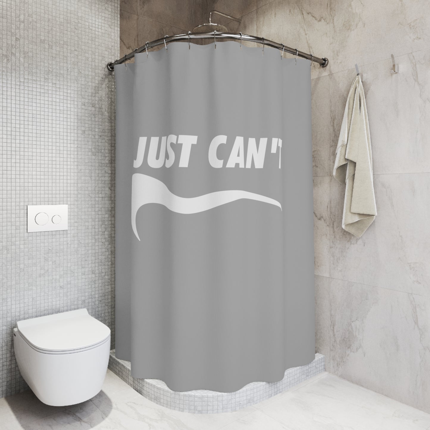 gray I just can't Shower Curtains