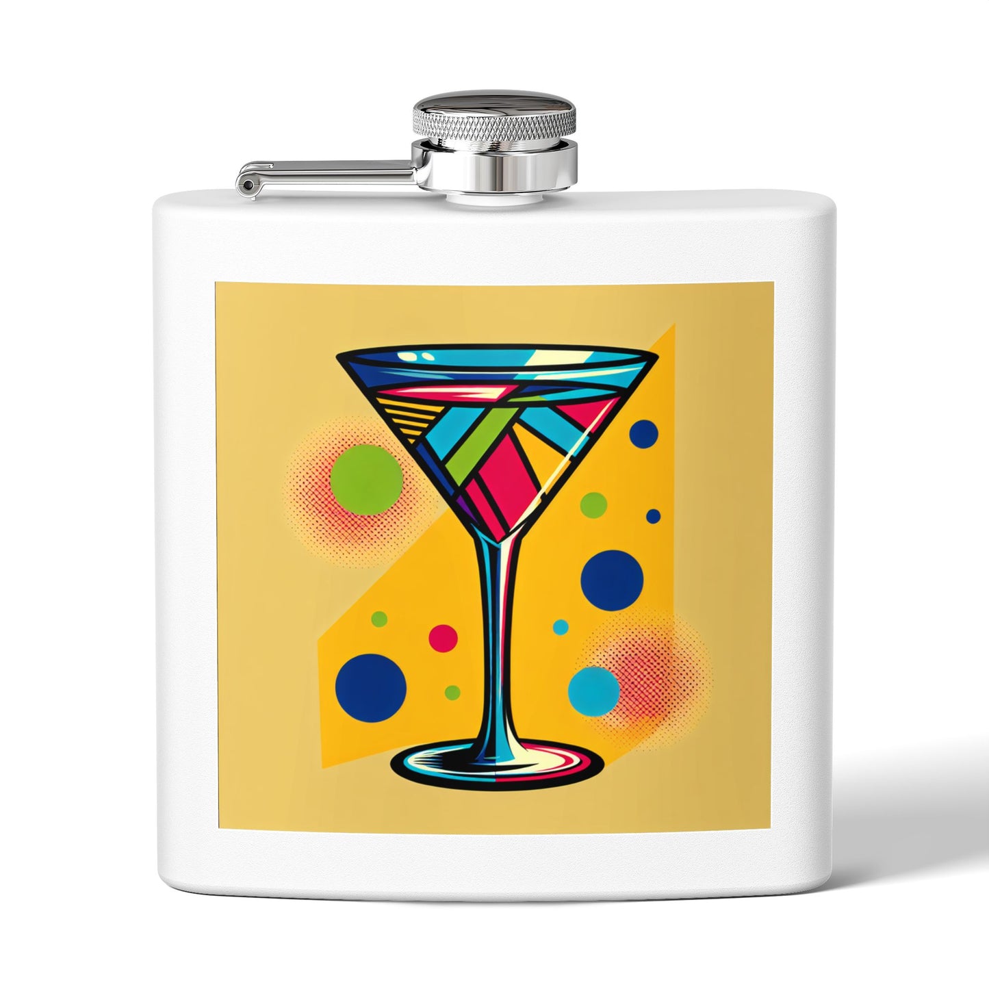 Pop Art Martini Glass Sleek Stainless Steel Flask