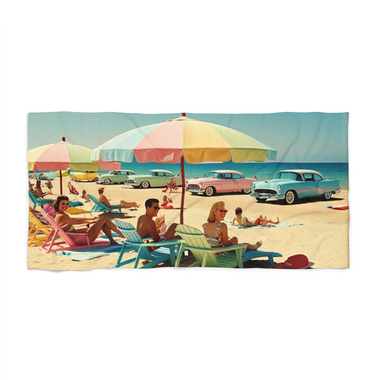 vintage beach scene Beach Towel