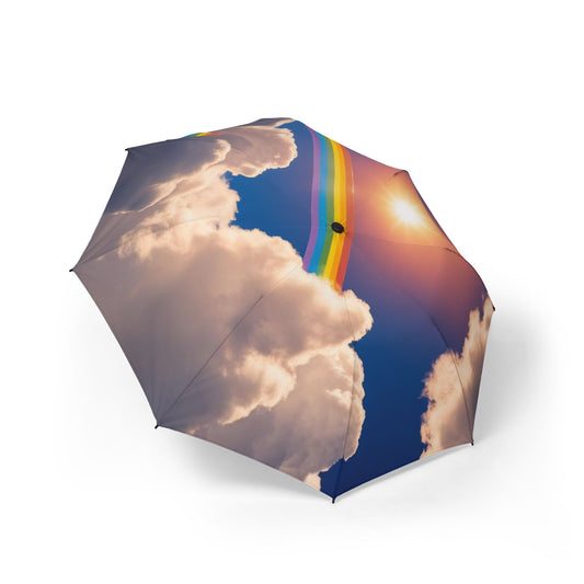 clouds and rainbow Umbrella - Semi-Automatic Foldable Design