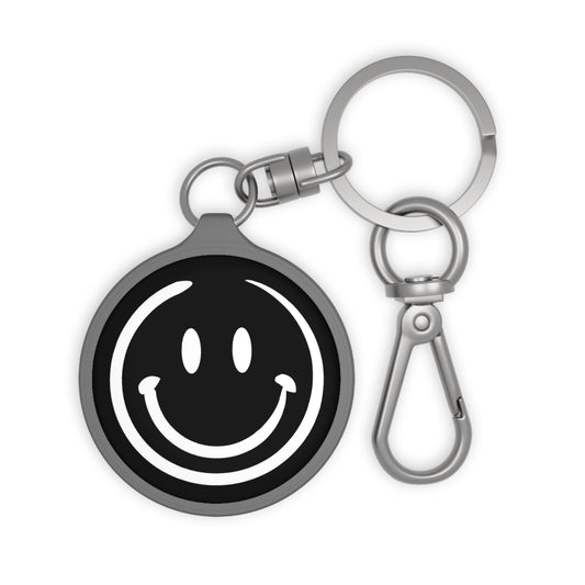 Black Smiley Face Keyring Tag