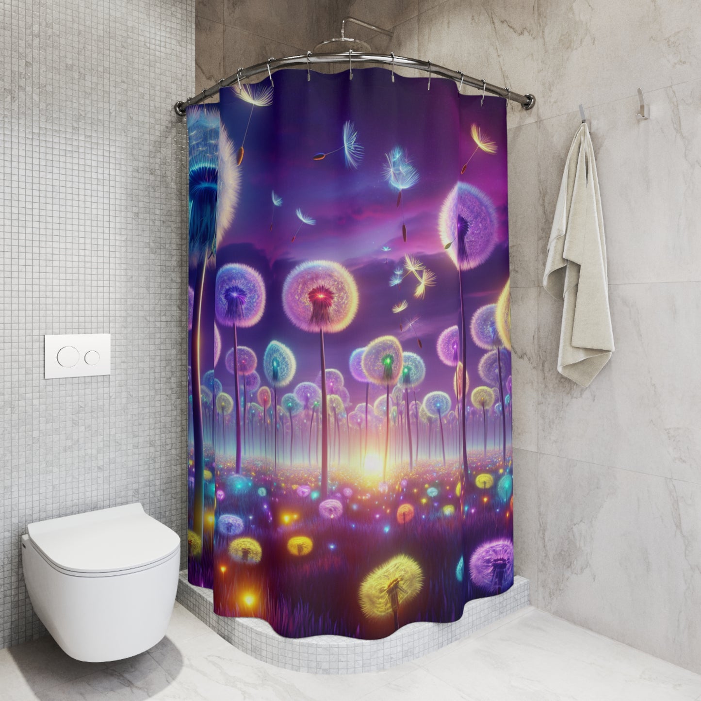 surreal dandelions Shower Curtains