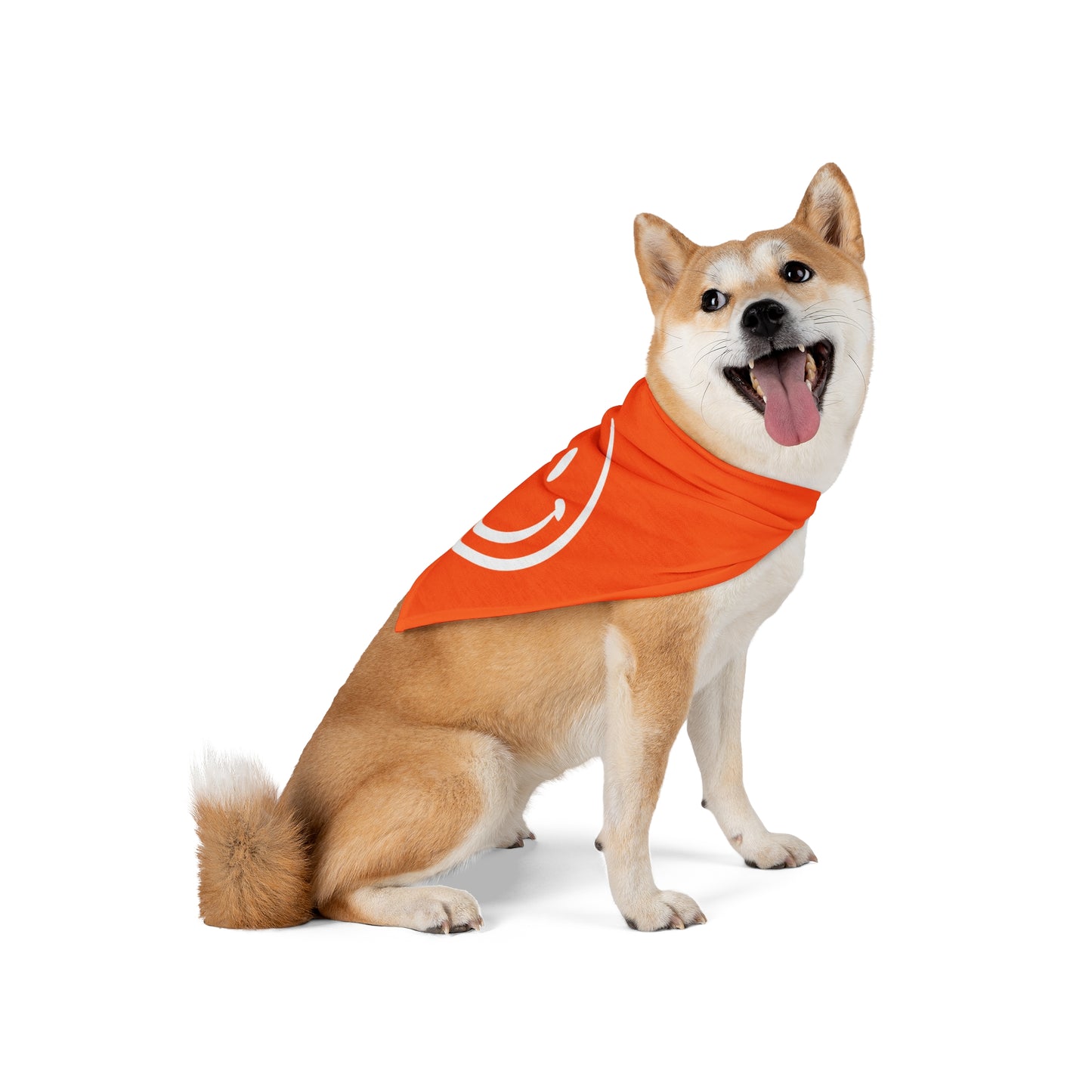orange with white smiley face Pet Bandana