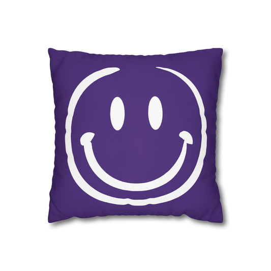 purple with white smiley face Canvas Pillow cover