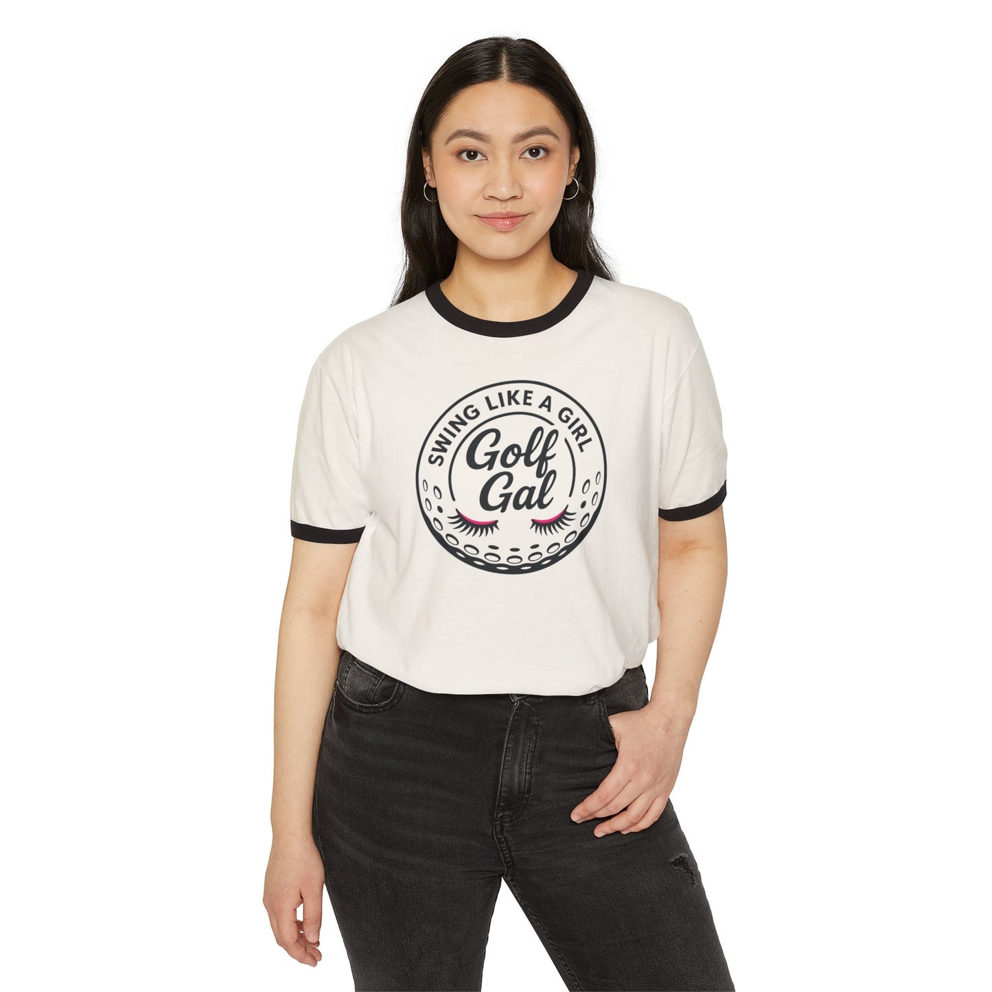 Swing Like a Girl Golf Gal Cotton Ringer T-Shirt