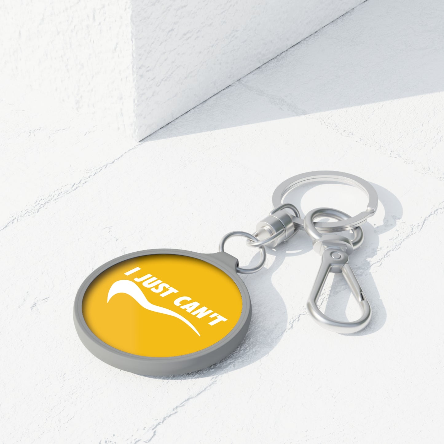 Yellow I Just Can't Keyring Tag