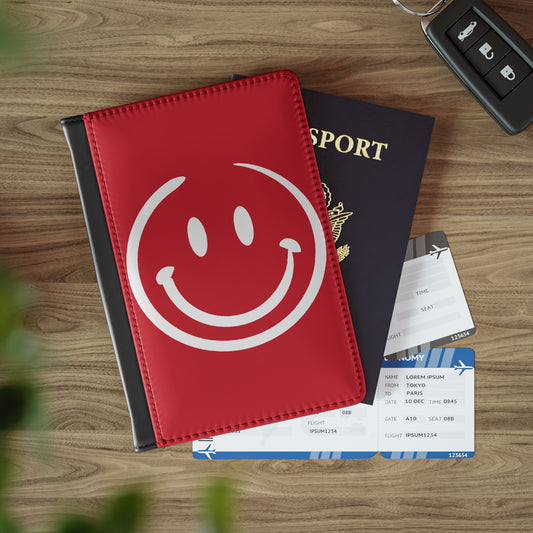 red with white smiley face Passport Cover