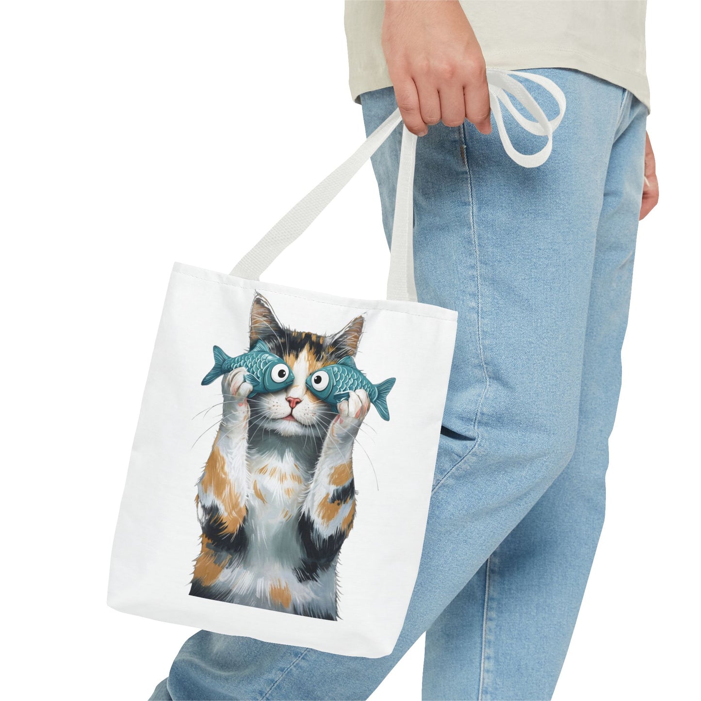 Cat with fish glasses Tote Bag