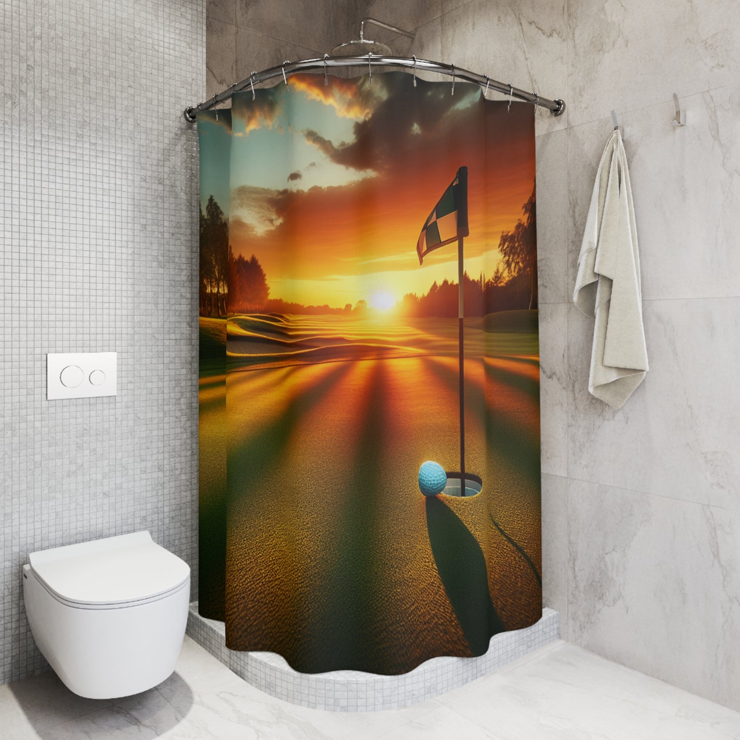 Golf at sunset  Shower Curtains