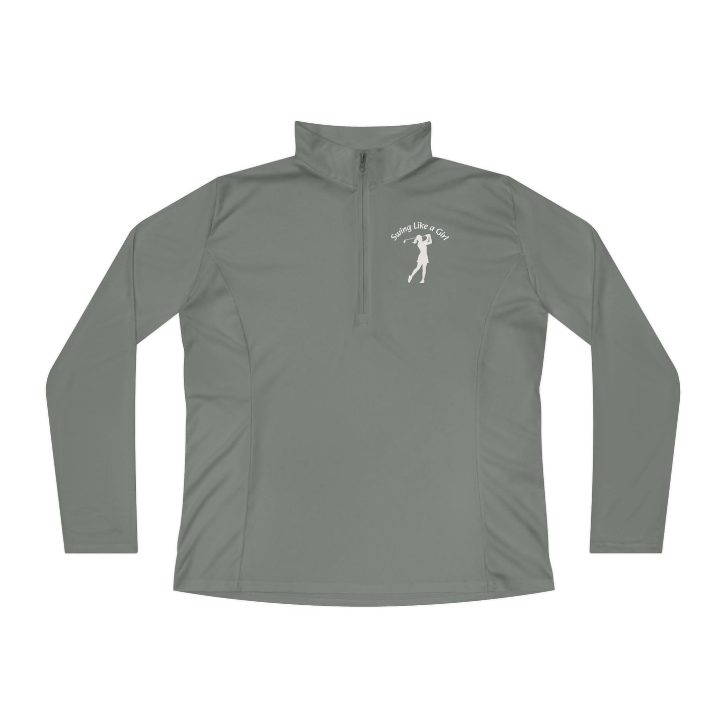Swing Like A Girl Silhouette Ladies Quarter-Zip Pullover