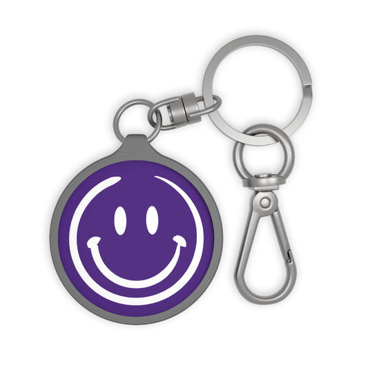 Purple Smiley Face Keyring Tag