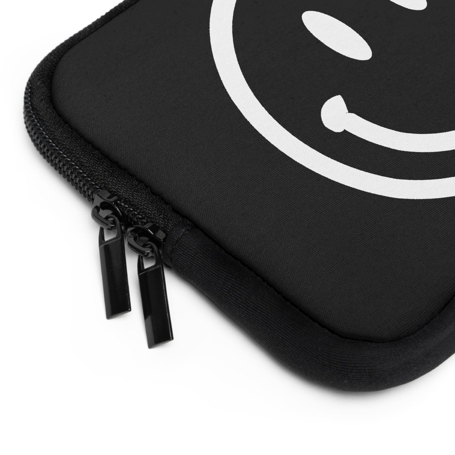 black with white smiley face Laptop Sleeve