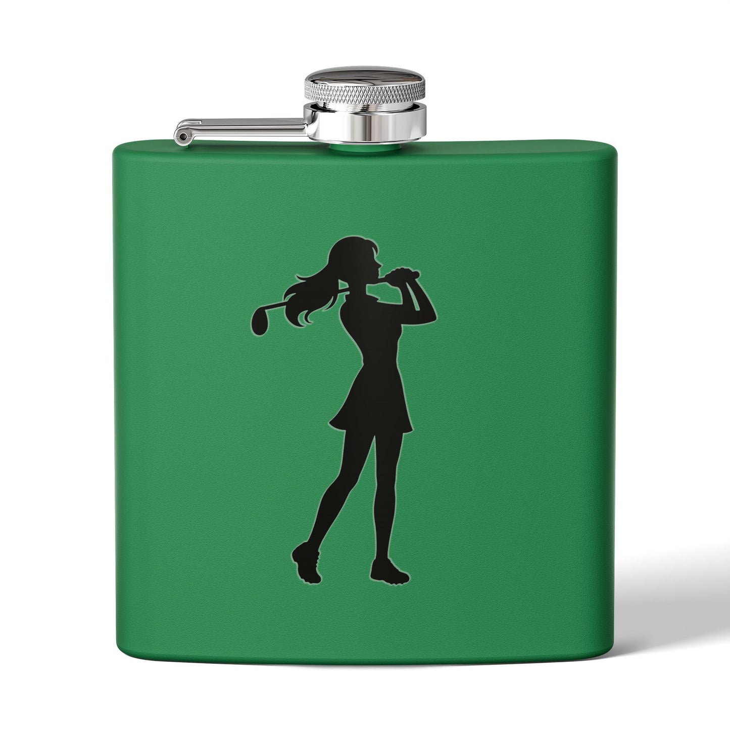Golf Gal Silhoette Sleek Stainless Steel Flask