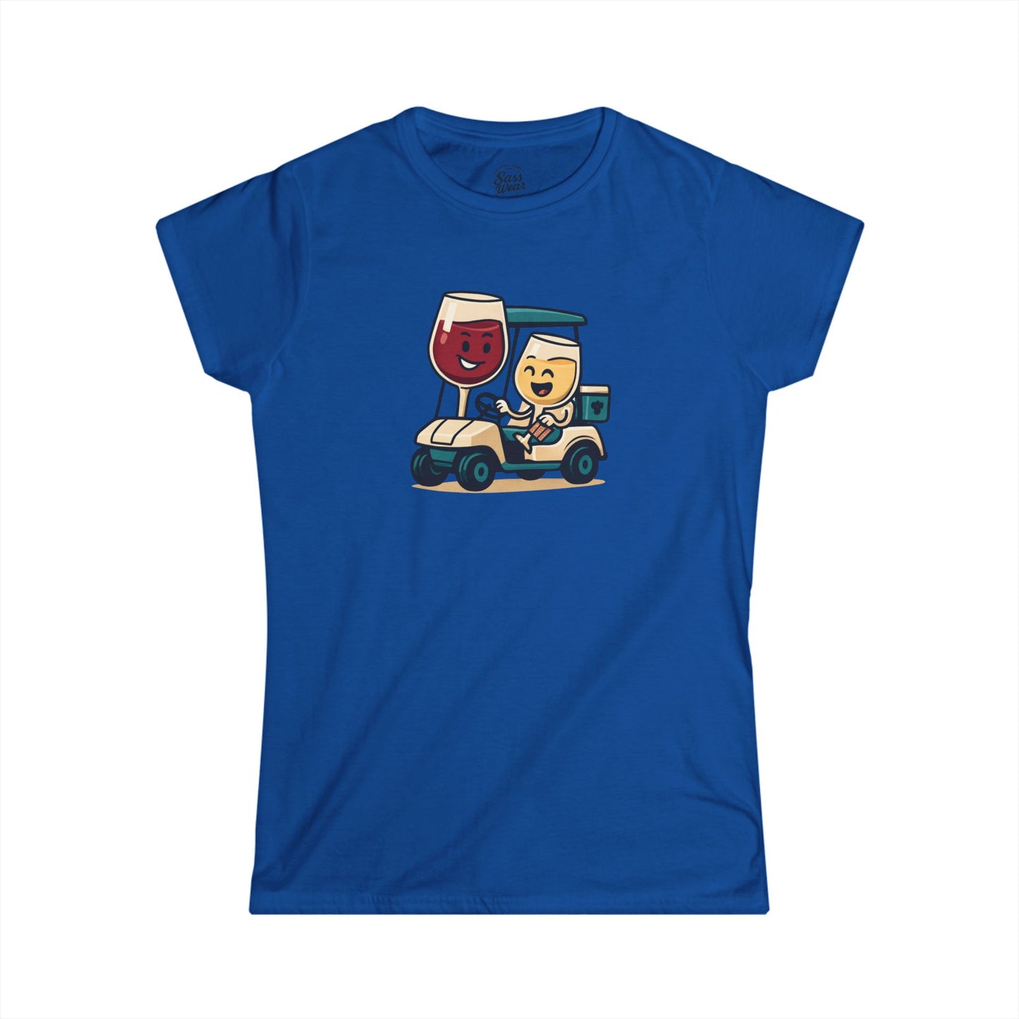 Wine and Golf Cart Women's Softstyle Tee Ruby