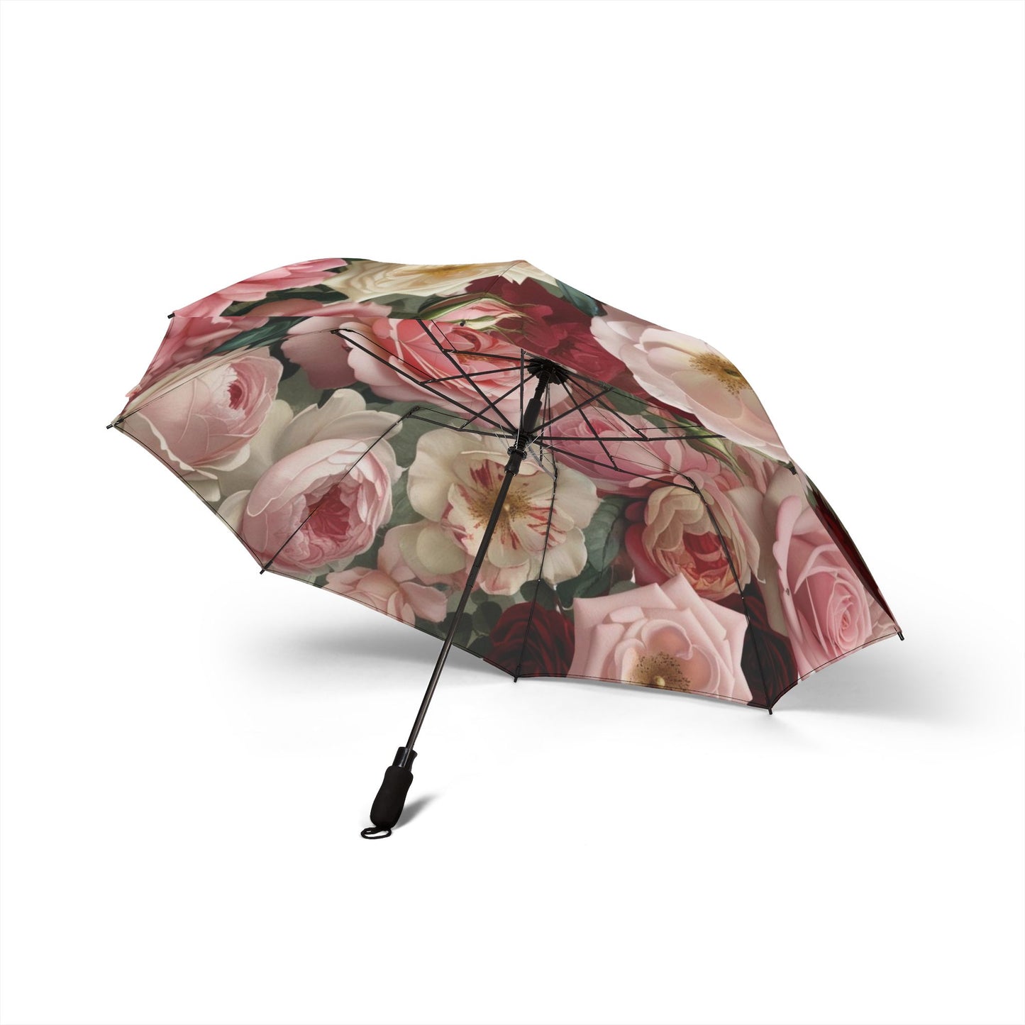 Rose flower Umbrella - Semi-Automatic Foldable Design