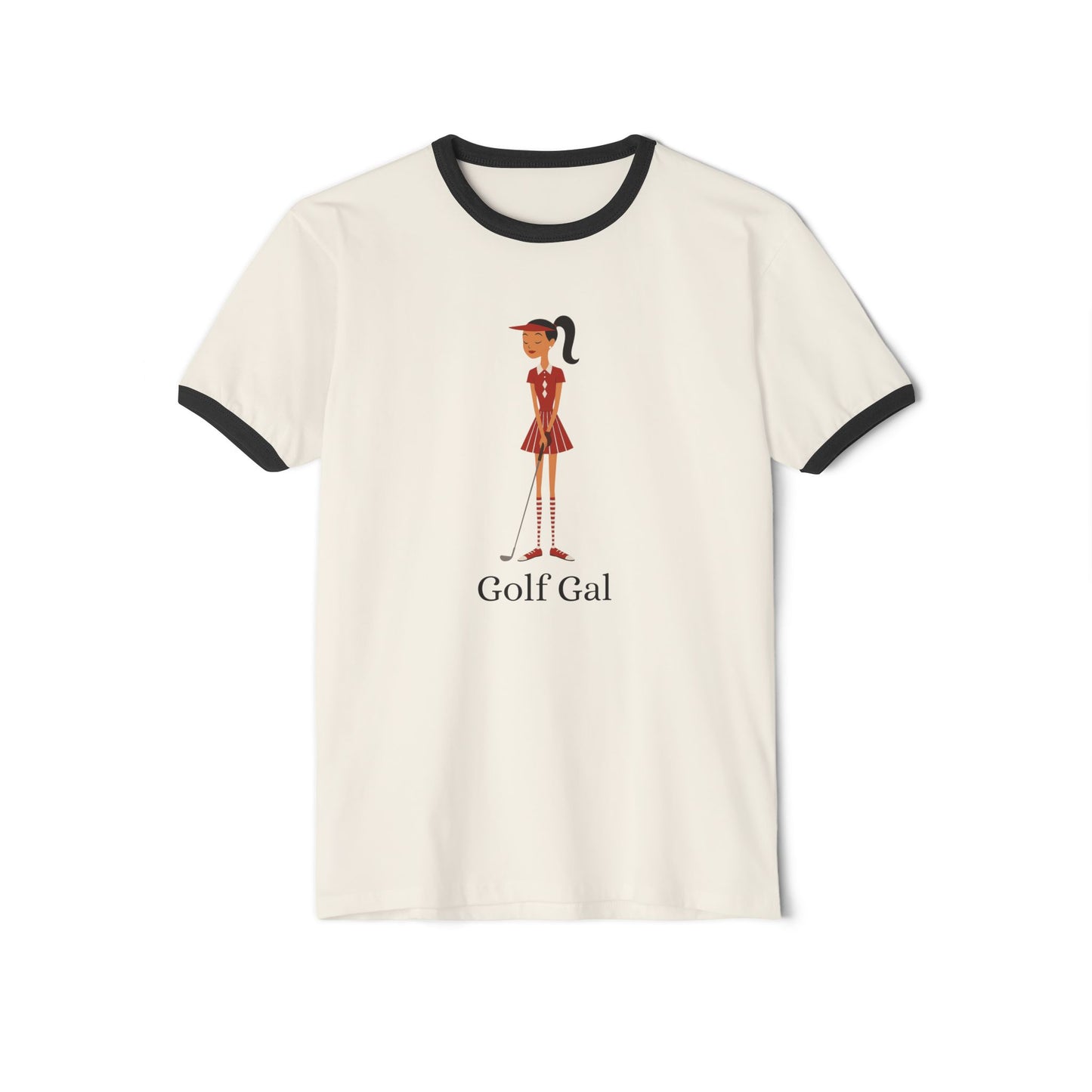 Golf Gal Cotton Ringer T-Shirt Ruby