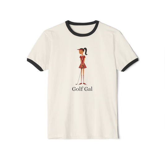 Golf Gal Cotton Ringer T-Shirt Ruby