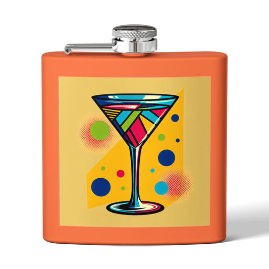 Pop Art Martini Glass Sleek Stainless Steel Flask