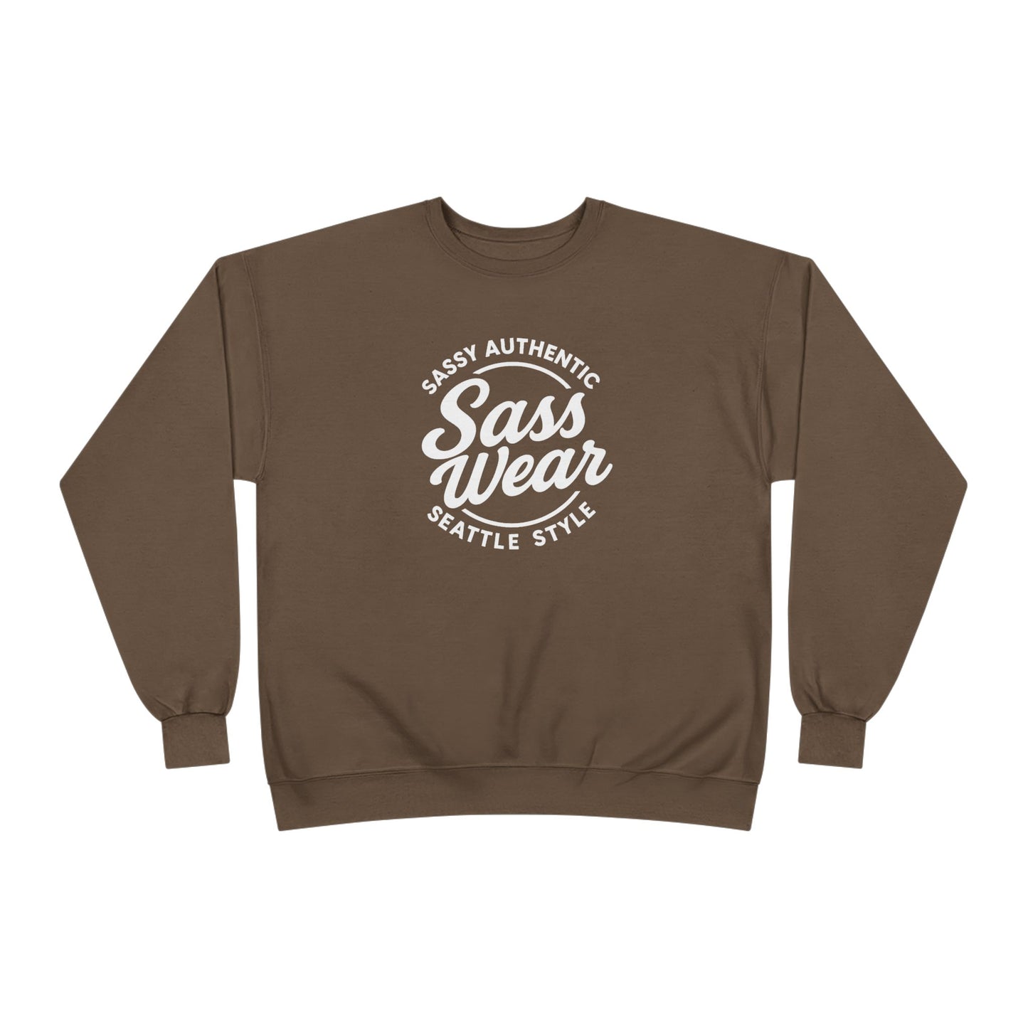 Sass Wear Unisex Eco-Friendly Crewneck Sweatshirt white logo