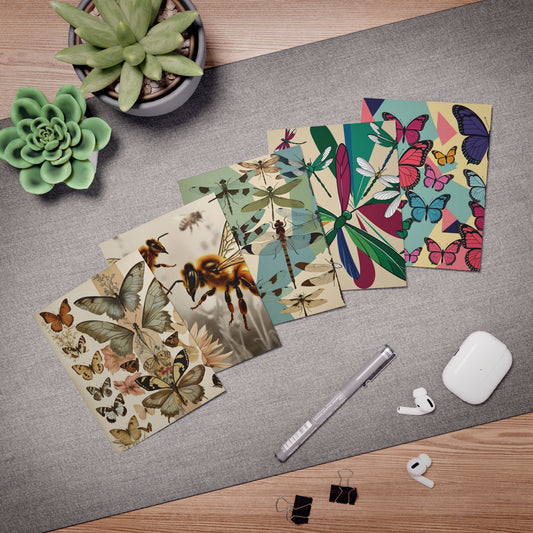 bees butterflies and dragonflies  Greeting Cards (5-Pack)