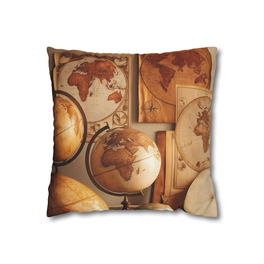 Vintage maps and globes Canvas Pillow cover