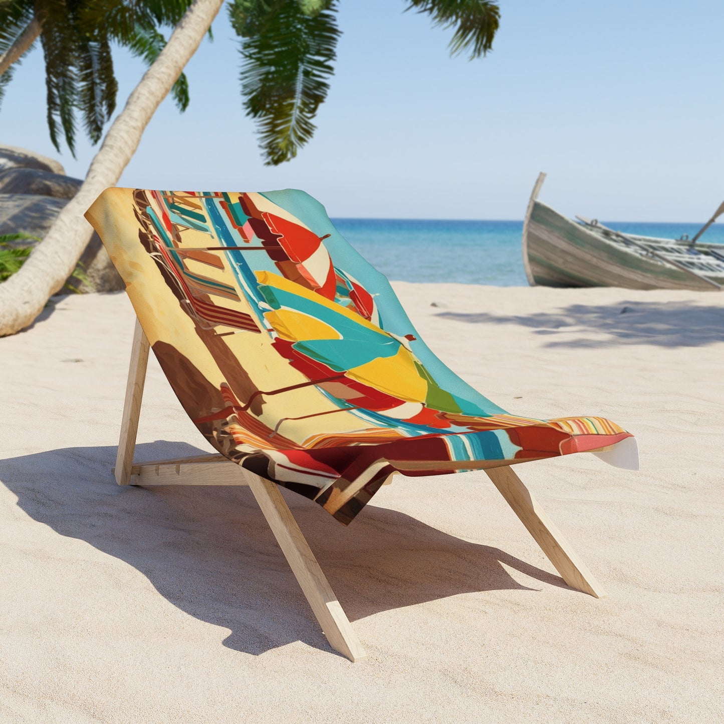 retro beach umbrellas Beach Towel