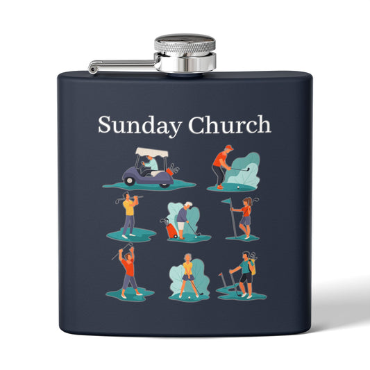Sunday Church Golf Sleek Stainless Steel Flask
