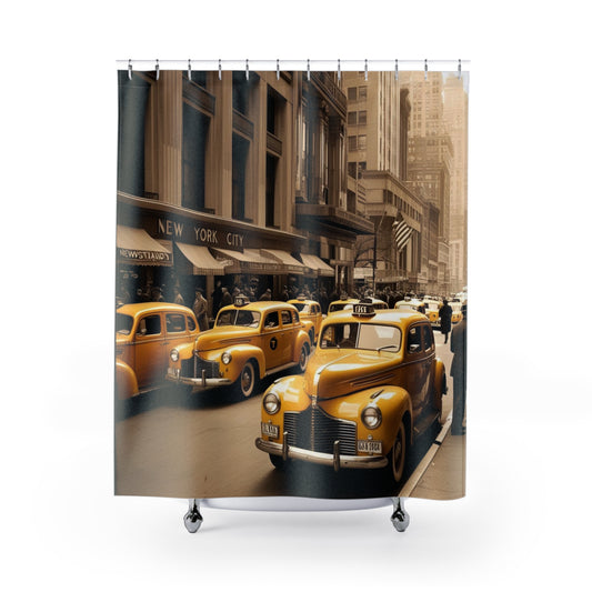 vintage New York city Shower Curtains