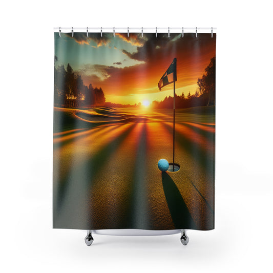 Golf at sunset  Shower Curtains